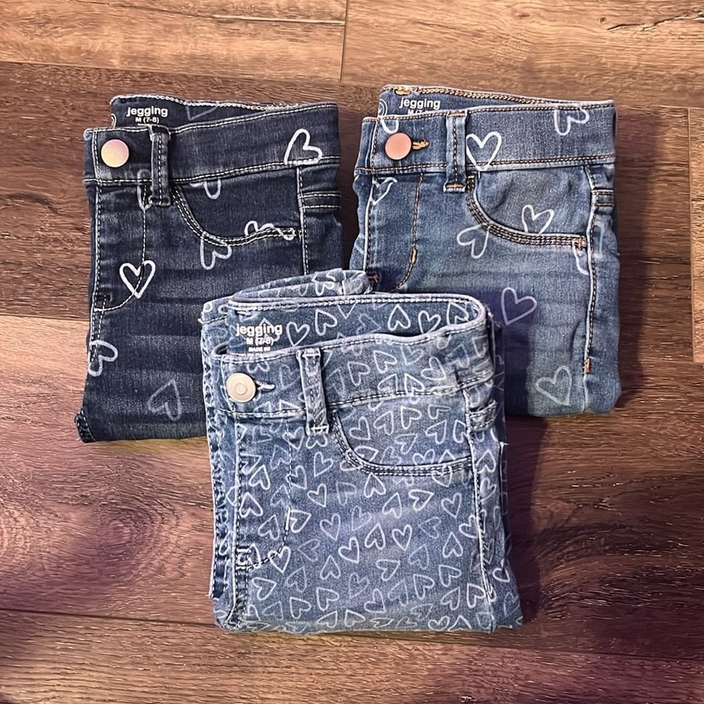 Wonder Nation Girls Heart Jeggings Bundle 7-8